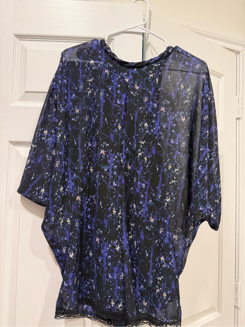 Urban Outfitters Black & Blue Floral Sheer Tunic